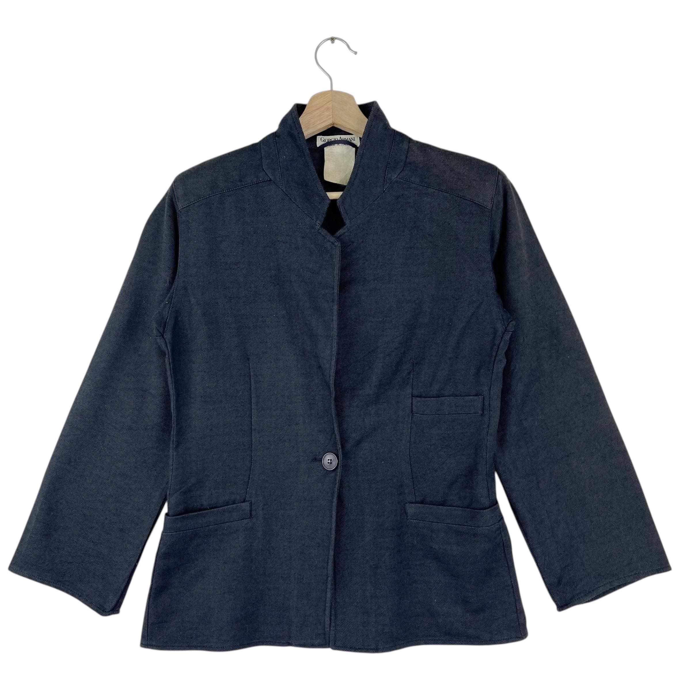 Vintage Giorgio Armani Charcoal Jacket Single Button Mandarin