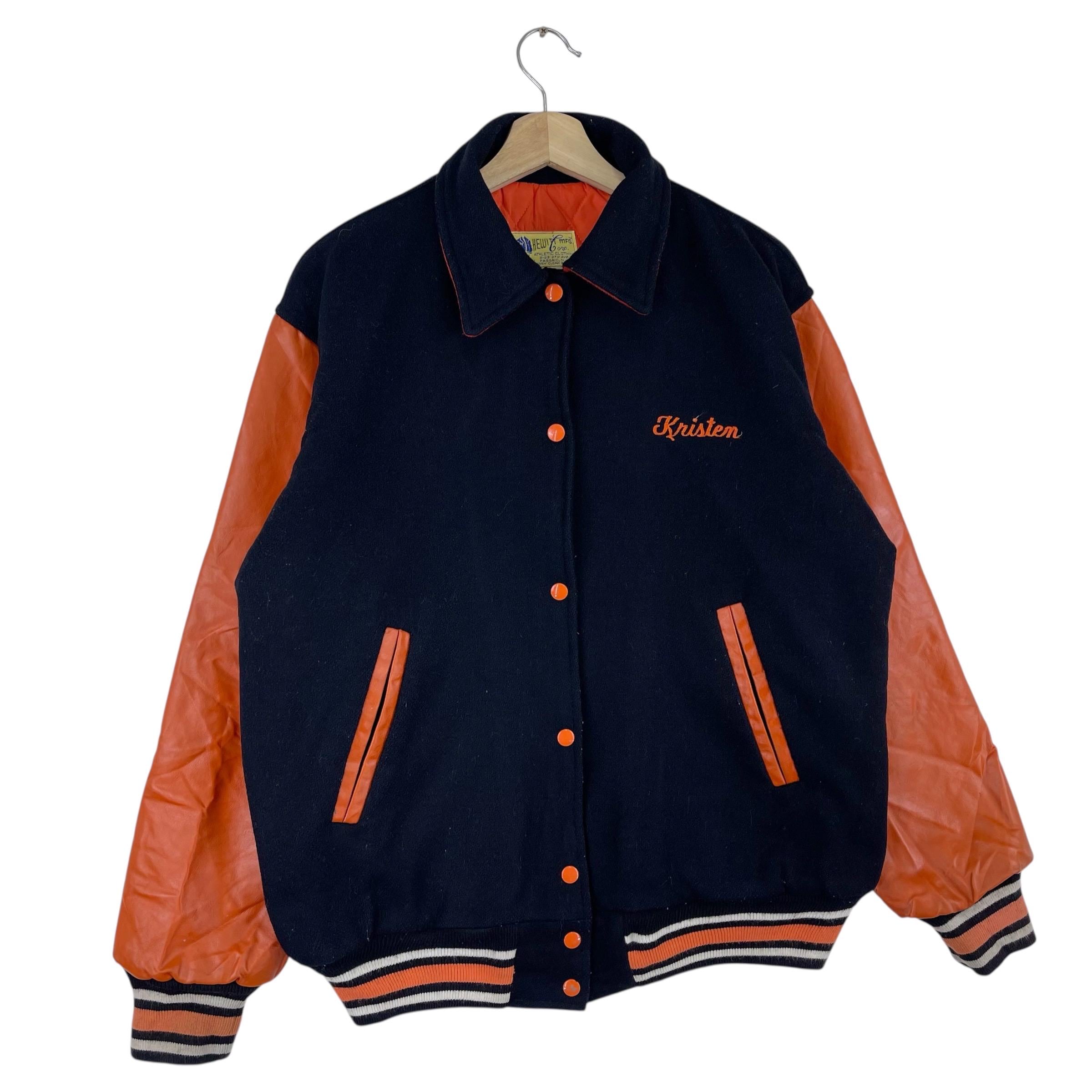 Vintage 1980 Hewitt Mfg Varsity Jacket Embroidered Big Logo