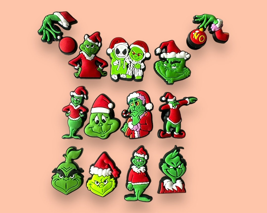 Grinch Croc Charms, Christmas Croc Charms Shoe Charms for Crocs, Grinch