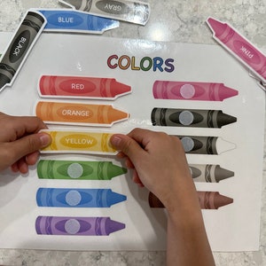 Crayons Color Matching Activity, Busy Book Printable, Homeschool Worksheet, Busy Binder for Toddlers, Educational Activity