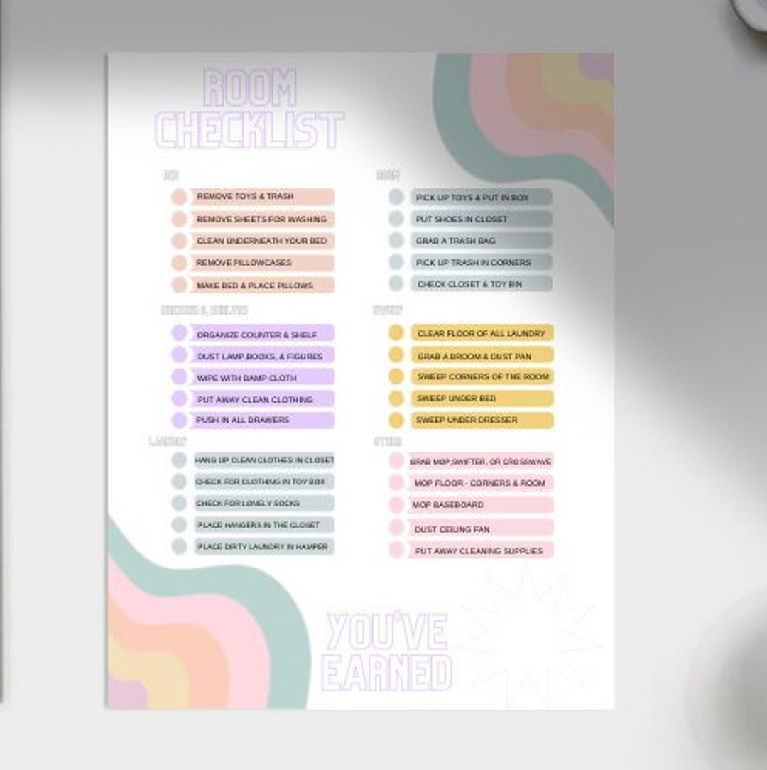 Editable Kid's Bedroom Cleaning Checklist - Etsy