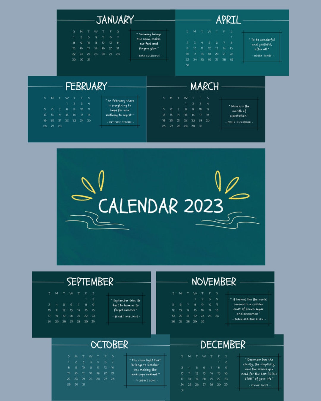 2023-calendar-printable-simple-calendar-with-motivational-quotes-etsy