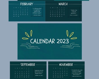 2023 Calendar Printable, Simple Calendar with Motivational Quotes