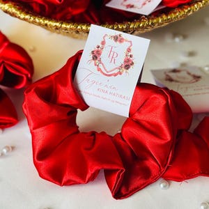 Personalized Henna Favor Tags: Satin Scrunchie, Bridal Shower Gift