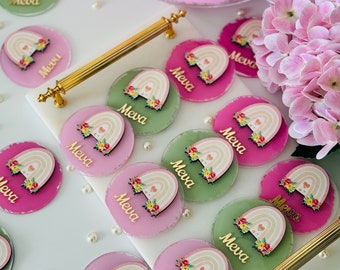 Gepersonaliseerde babyshowermagneet bedankjes: gepersonaliseerde plexi-cadeaus, 7 cm