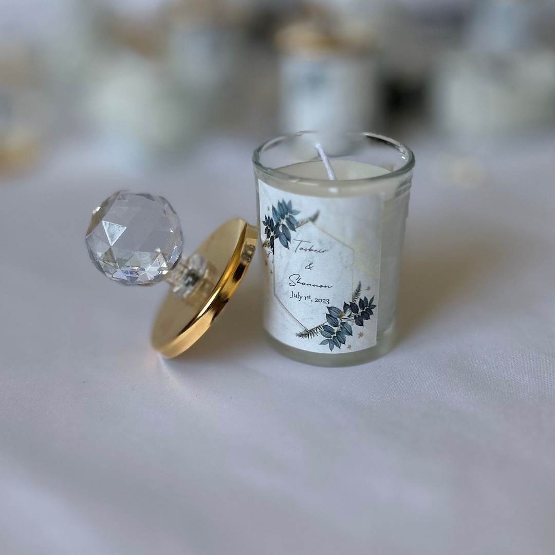 Crystal Lid Candle Wedding Favors: Personalized Engagement Gift - Etsy