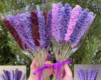 Handmade Crocheted Lavender Bouquets of 10 stems (stem length 12-13 inches approx.)