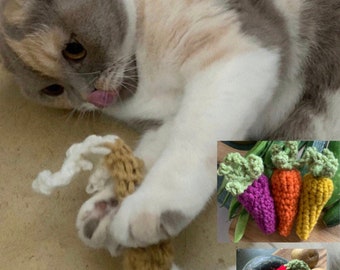 Crocheted Catnip Cat Toys - Rainbow Carrots, Chillies & a Fish