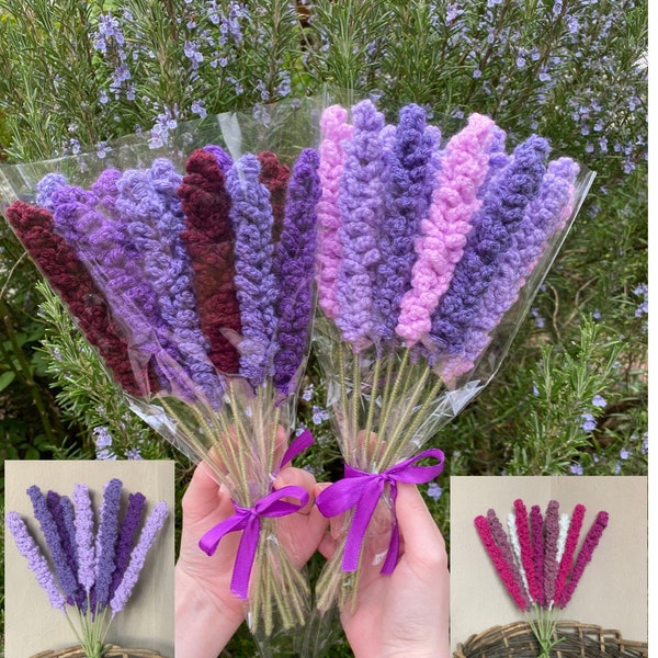 Handmade Crocheted Lavender Bouquets of 10 stems (stem length 12-13 inches approx.)