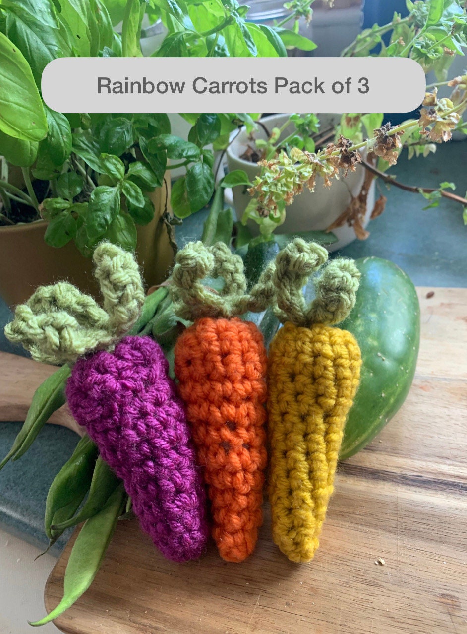 Crocheted Catnip Cat Toys Rainbow Carrots, Chillies & a Fish Etsy UK
