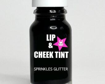 Glitter Goth Lip Tint 12ml Rose water based lip tint with glitter