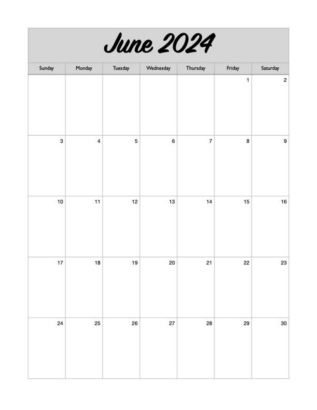 Printable 2024 12month Calendar Instant Downloadvertical Etsy