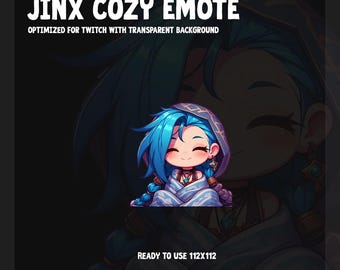 Jinx Emote | Twitch, YouTube, Discord, LoL emotes, League of Legends emotes, Cozy Jinx emote