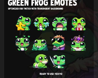 Green Frog Emotes | Cute Frogs | Twitch Emotes Frog | Cozy Emotes | Frog emotes