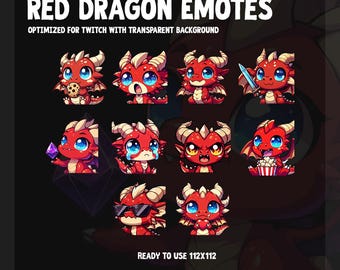 Red Dragon Emotes | Red Dragon | Cool Dragon Emotes | Twitch Emotes | Cute Dragon Emotes