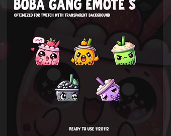 Bubble Tea Emotes | Twitch, YouTube, Discord, FOOD emotes, Boba emotes, Bubble Tea emotes