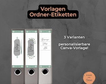 Ordnerrücken Etiketten 192x61mm für breite Ordner | personalisierbare Canva-Vorlage | grün, Pflanzen, Natur, Floral | zum ausdrucken