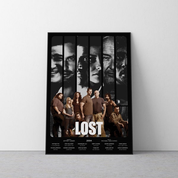 Lost Halftone Tv Series Poster, Grayscale Theme, Modern Poster Print, Wall Art, Fantasy, Drama