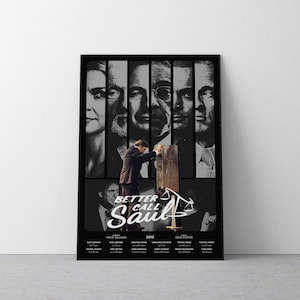 Better Call Saul Halftone Tv Series Poster, Grayscale Theme, Modern Poster Print, Wall Art, Crime