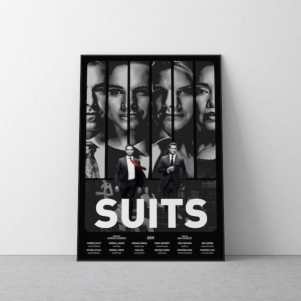 Suits Halftone Tv Series Poster, Dark Theme, Grayscale Poster Print, Wall Fantasy, Legal Drama