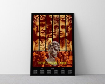 Custom Movie / TV Series Poster, Dark Theme, Modern Custom Poster Print, Customize Your Own Movie / TV Series, Halftone Poster Print