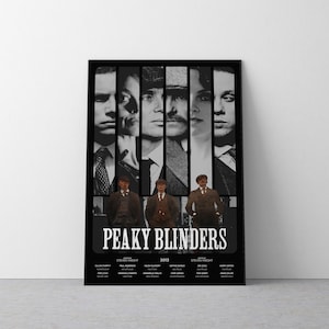 Póster de la serie de televisión Peaky Blinders Halftone, tema en escala de grises, impresión de póster moderno, arte de pared, gángster, crimen