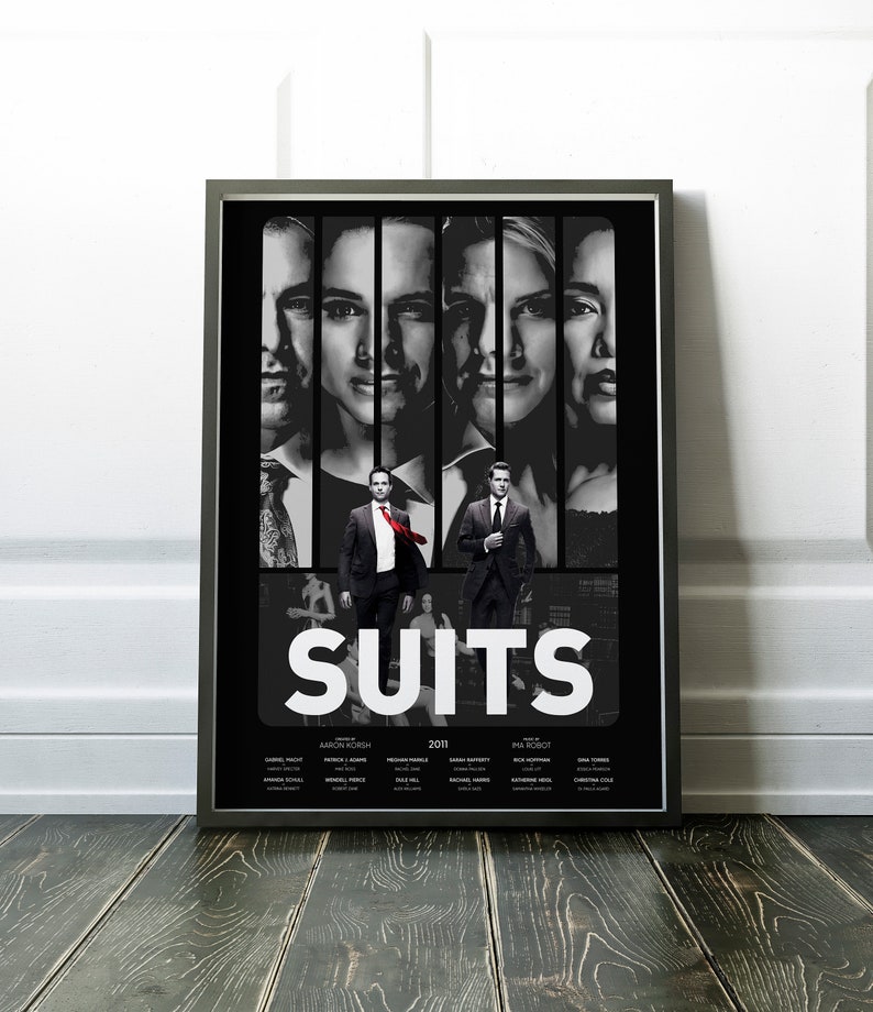 Suits Theme Suits Halftone Tv Series Poster, Dark Theme, Grayscale Poster Print ...