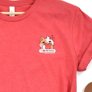 I Heart My Union Cotton T-Shirt, Labor Union Shirt, Strike Solidarity Shirt, Cat Labor Tee, Cat Gift