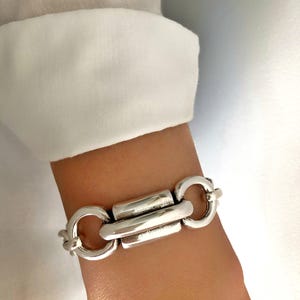 La Pulsera Bonita – Brazalete de Plata Vintage | Joyería llamativa de eslabones gruesos, regalo para ella