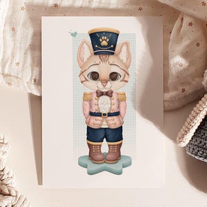 Carte postale imprimable Casse-noisette chat du Bengale timide, Carte postale 4 x 6 Noël, Carte postale A6 animal coloré | TÉLÉCHARGEMENT NUMÉRIQUE
