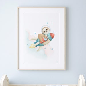 Affiche animaux Astronaute Paresseux | Chambre d'enfant | Art mural imprimable | Décor murale bébé | IMPRESSIONS NUMÉRIQUES