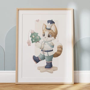 Illustration de Casse-Noisette, Chat Drôle Impression Giclée, Affiches de Noël, Art Mural Animaux - A5 / A4 / 30x40 / 40x50