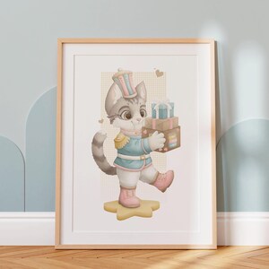 Giclée-afbeelding kattennotenkraker: kerstcadeaus kattenvoer