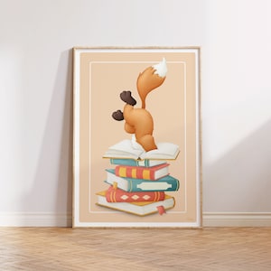 Impression animaux Renard Plongeant | Affiche chambre d'enfant | Art mural imprimable | Décor murale bébé | IMPRESSIONS NUMÉRIQUES