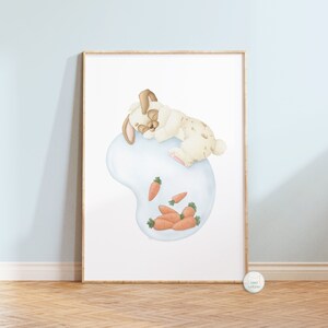 Impression animaux Lapin Endormi | Affiche chambre d'enfant | Art mural imprimable | Décor murale bébé | IMPRESSIONS NUMÉRIQUES