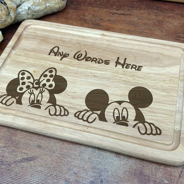 Personalised Disney Gift Mickey & Minnie Mouse Peek A Boo I Beautiful Wooden Chopping Board Positivity  House Warming  Mother’s Day. Teacher