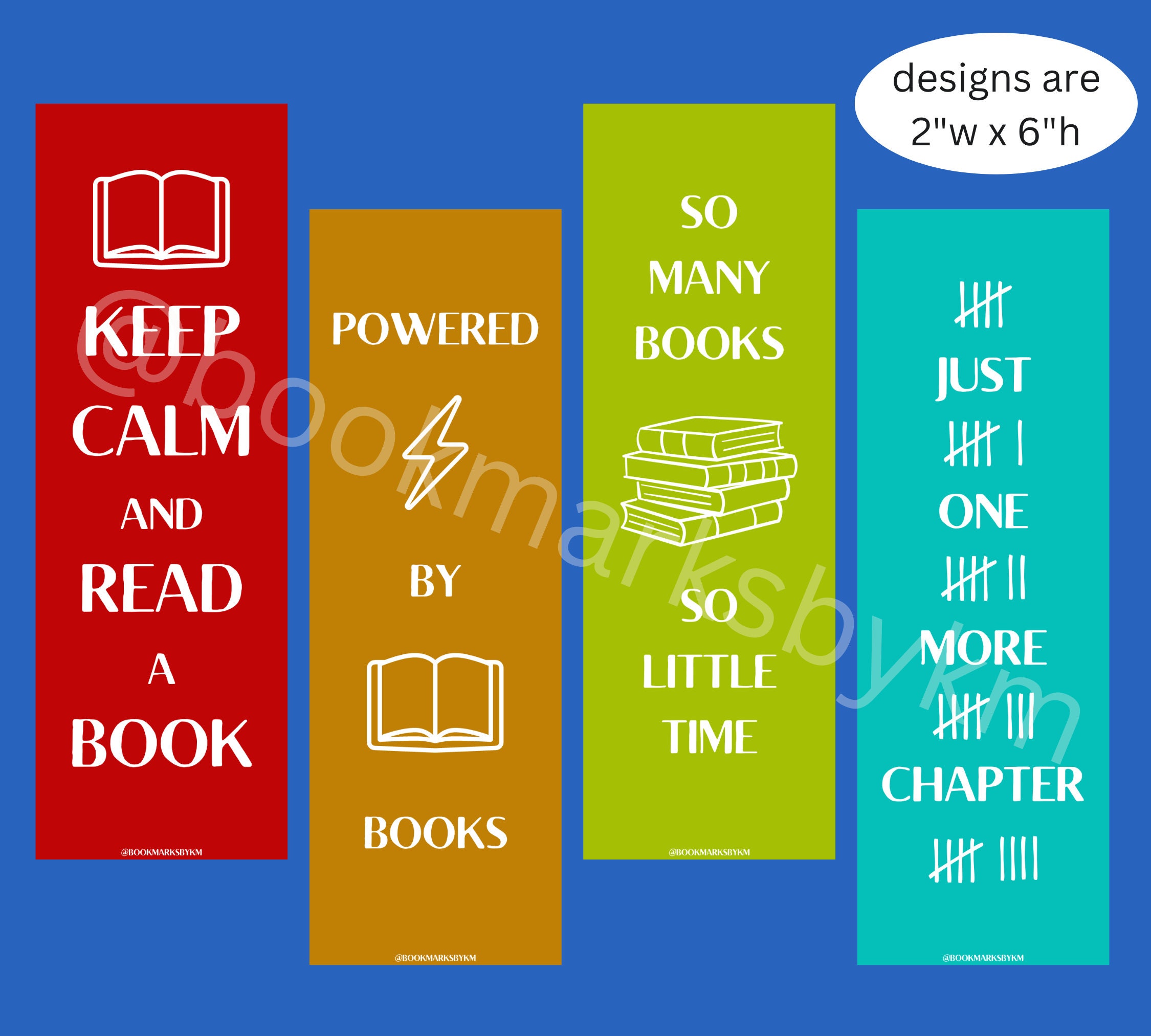 Printable Bookmarks Bold &amp; Bookish Set of 4 Digital Download - Etsy