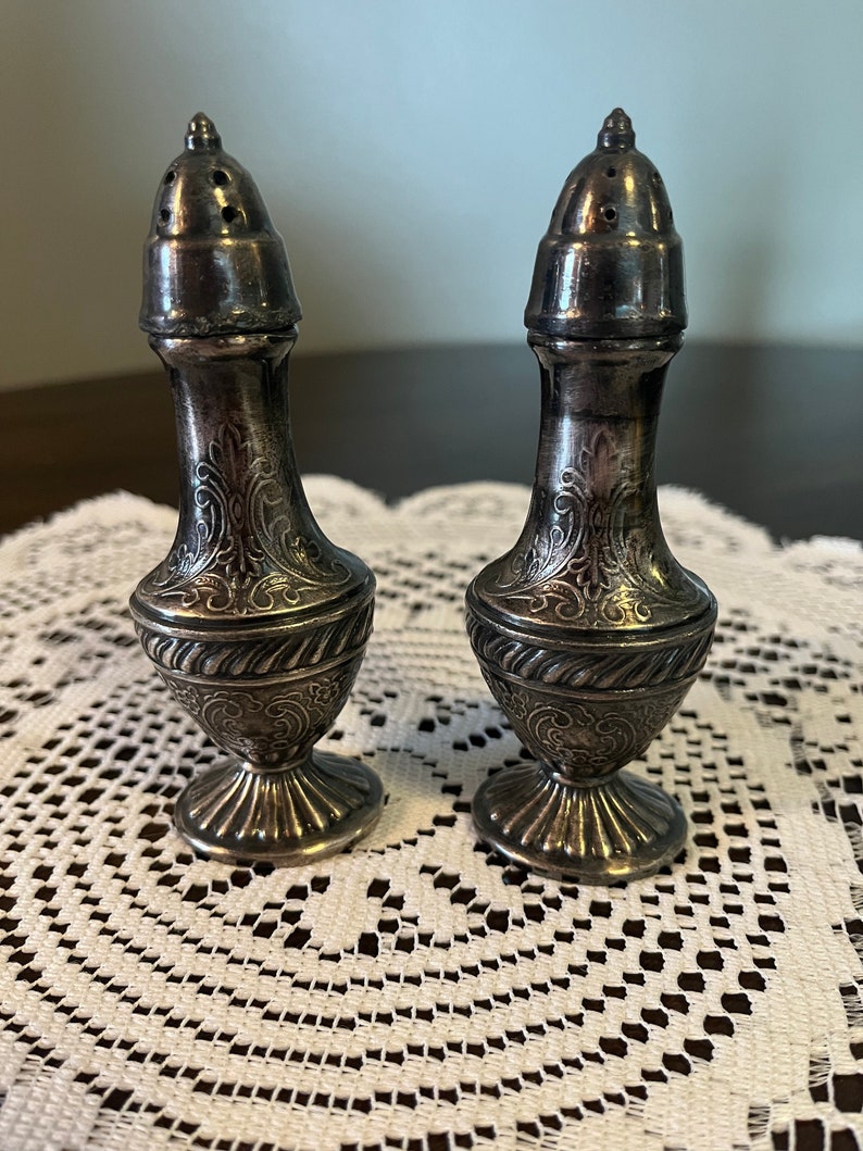Vintage Viking Silver Plated Lead Base Salt and Pepper Shakers Etsy