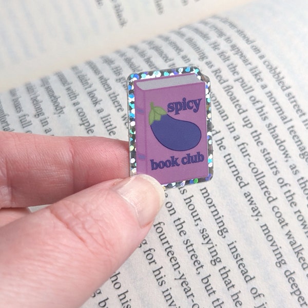 Mini Glitter Spicy Book Club Eggplant Sticker Bookish Sticker for Kindle Reader Gift Laptop Sticker for Book Lover Gift Spicy Books