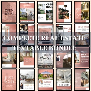 All-In-One Real Estate Bundle Template || Open House, Just Sold, Just Listed, Realtor Counseling, Testimony, Facts, Tips.