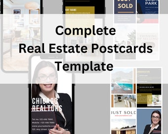 Complete Real Estate Postcards Bundle || Real Estate Postcard Bundle Template || Editable Canva