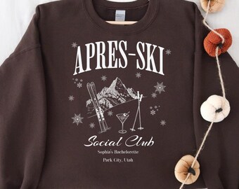 Custom Apres Ski Club Sweatshirt, Personalized Girls Trip Sweater Crew Neck, Luxury Bach Ski Club Pullover, Bridal Party Gift