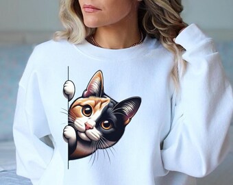 Calico Cat Sweatshirt, Cat Lover Sweatshirt, Cat Lover Gift, Cats Hiding Sweater, Gift For Cat Lover, Cat Crewneck, Cat Humor, Calico Mom