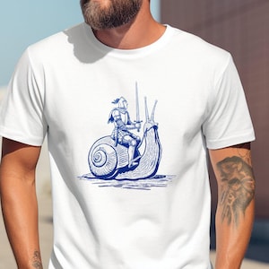 Vintage Snail Knight Graphic Tshirt, Meme Shirt, Retro Creepy 90s Washed Shirt, Y2k Dreamy Abstract Dark Art Tee, Grimdark Gag Gift Shirt