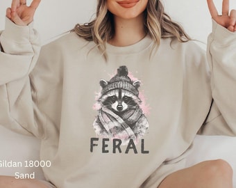Feral Raccoon Sweatshirt - Stay Wild Forestcore Racoon Sweatshirt, Animal Lover Shirt, Racoon Gifts, Funny Animal Shirt, Cute Animal Tee