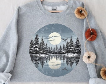 Nature Sweatshirt, Aesthetic Sweatshirt, Gift for Outdoors lover, Warm Hiking Sweatshirt, Lake Sweatshirt Cute Camping Sweater, Forest Shirt