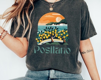 Positano Tshirt, Positano Italy, Vacation Shirt, Italy Tshirt, Womens T-Shirt, Lemon Shirt, Limoncello Tshirt, Italian Shirt, Travel Tee