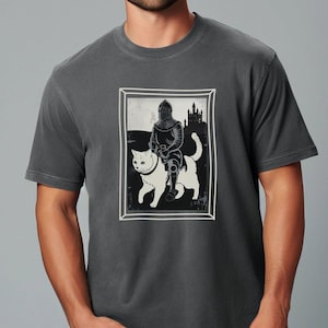 Knight Cat Rider Vintage T-shirt, Retro 90s Graphic Tee, Dark Art, Medieval Shirt, Funny Cat, Meme Shirt, Gift For Him, Unisex Fairycore Tee