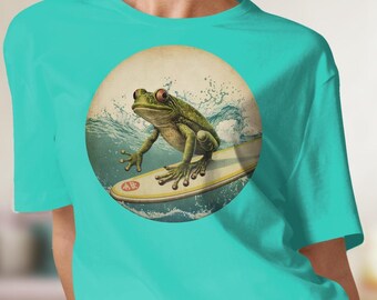 Retro frog surfing on a surfboard T-Shirt, Surfer gift, Surfing tshirt, gift for surfers, funny retro surfing frog tee, Vintage surf lover