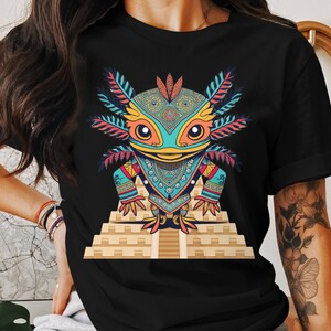 Aztec Axolotl T-Shirt, Aztec Hipster T-Shirt, Aztec Tee, Aztec Graphic Tee, Axolotl Shirt, Funny Aztec Shirts, Kids Clothing, Mexico Shirts